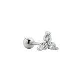Sterling Silver Lotus Trilogy Piercing Stud Earring